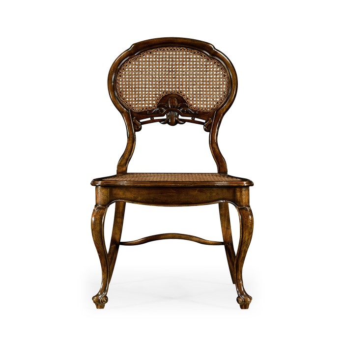 French Style Salon Side Chair with Caned Back