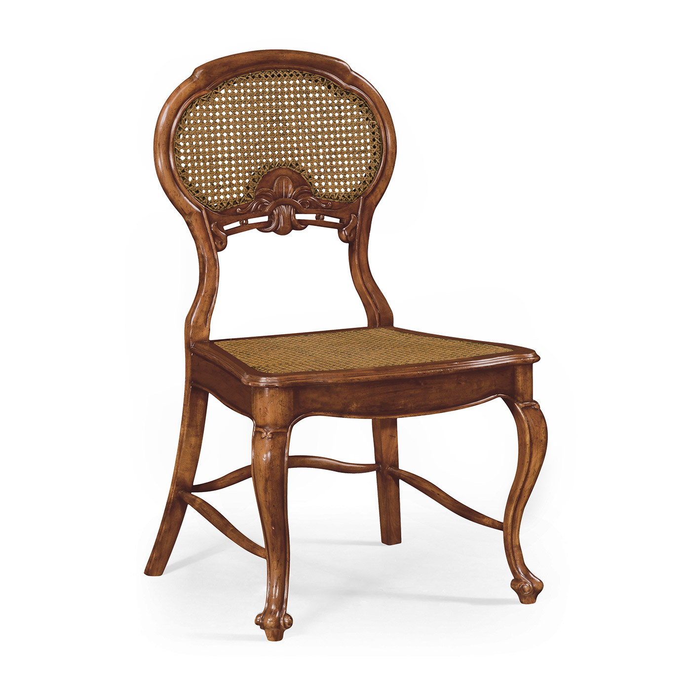 French Style Salon Side Chair with Caned Back
