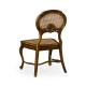 French Style Salon Side Chair with Caned Back