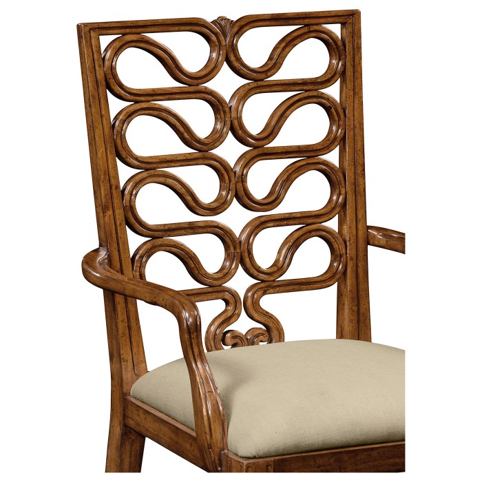 Walnut Serpentine Open Back Dining Arm Chair