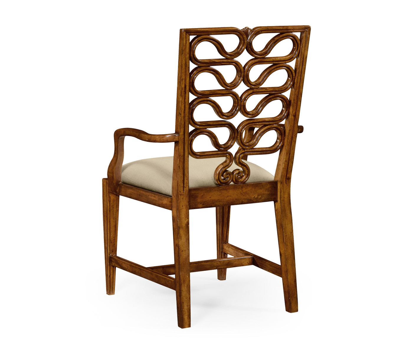 Walnut Serpentine Open Back Dining Arm Chair