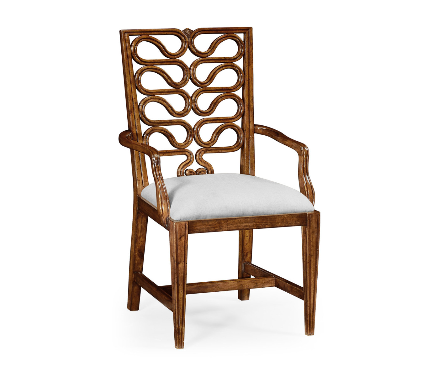 Walnut Serpentine Open Back Dining Arm Chair