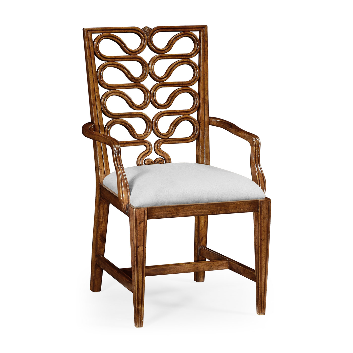 Walnut Serpentine Open Back Dining Arm Chair