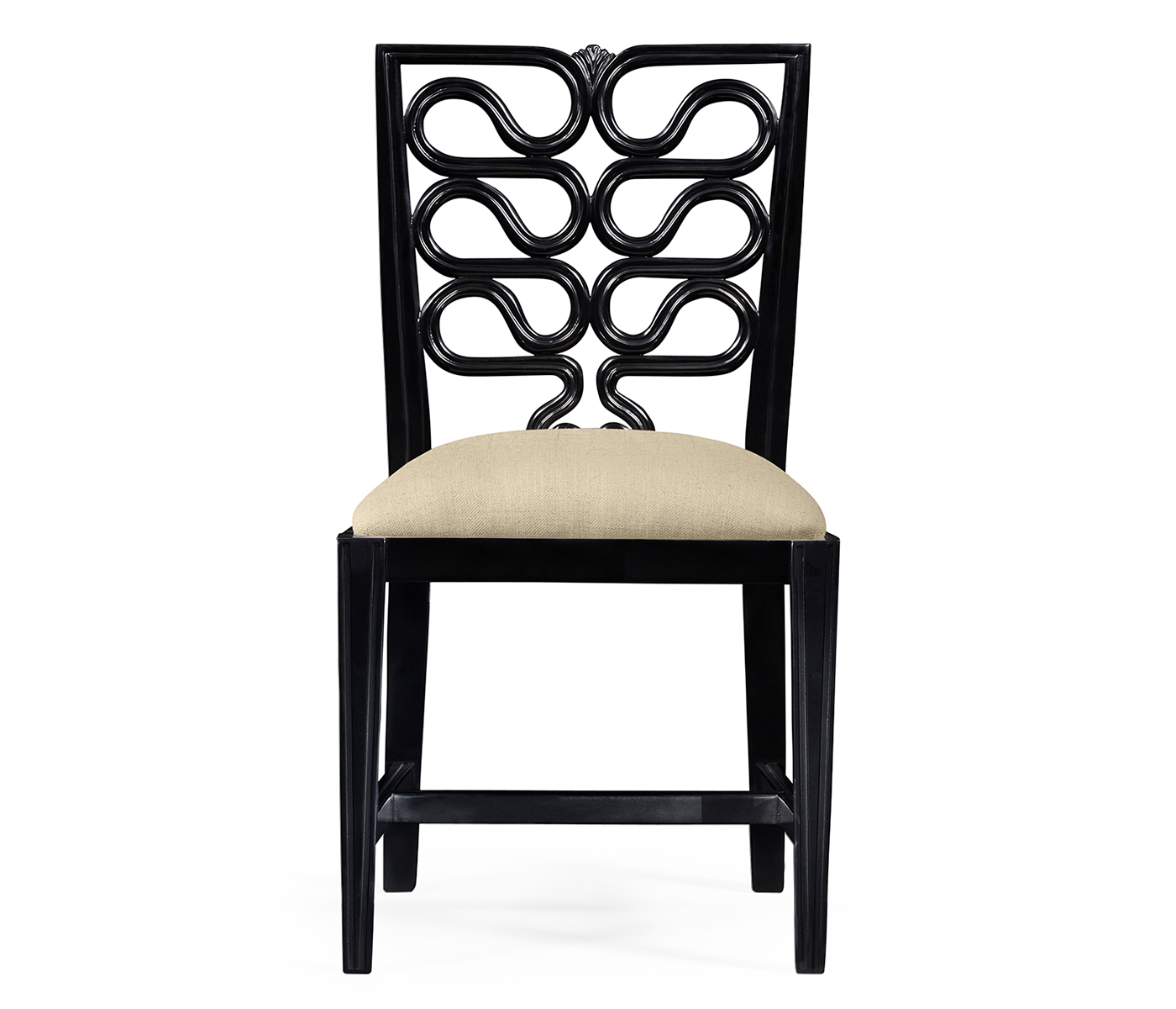 Black Painted Serpentine Open Back Dining Side Chair
