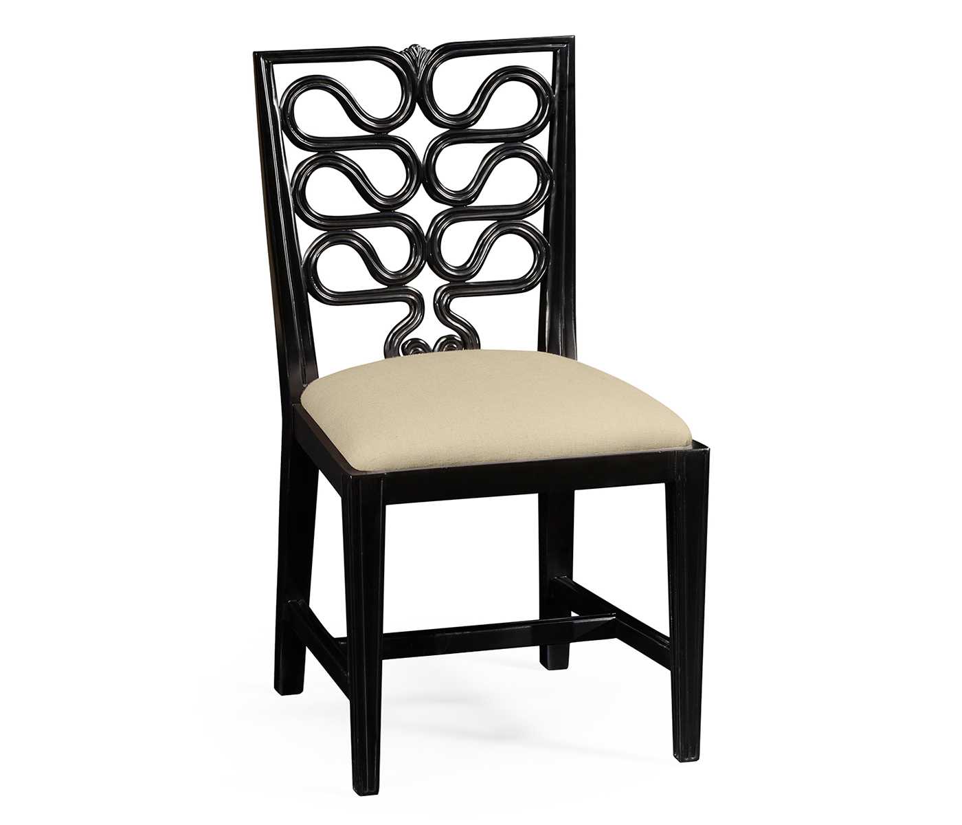 Black Painted Serpentine Open Back Dining Side Chair