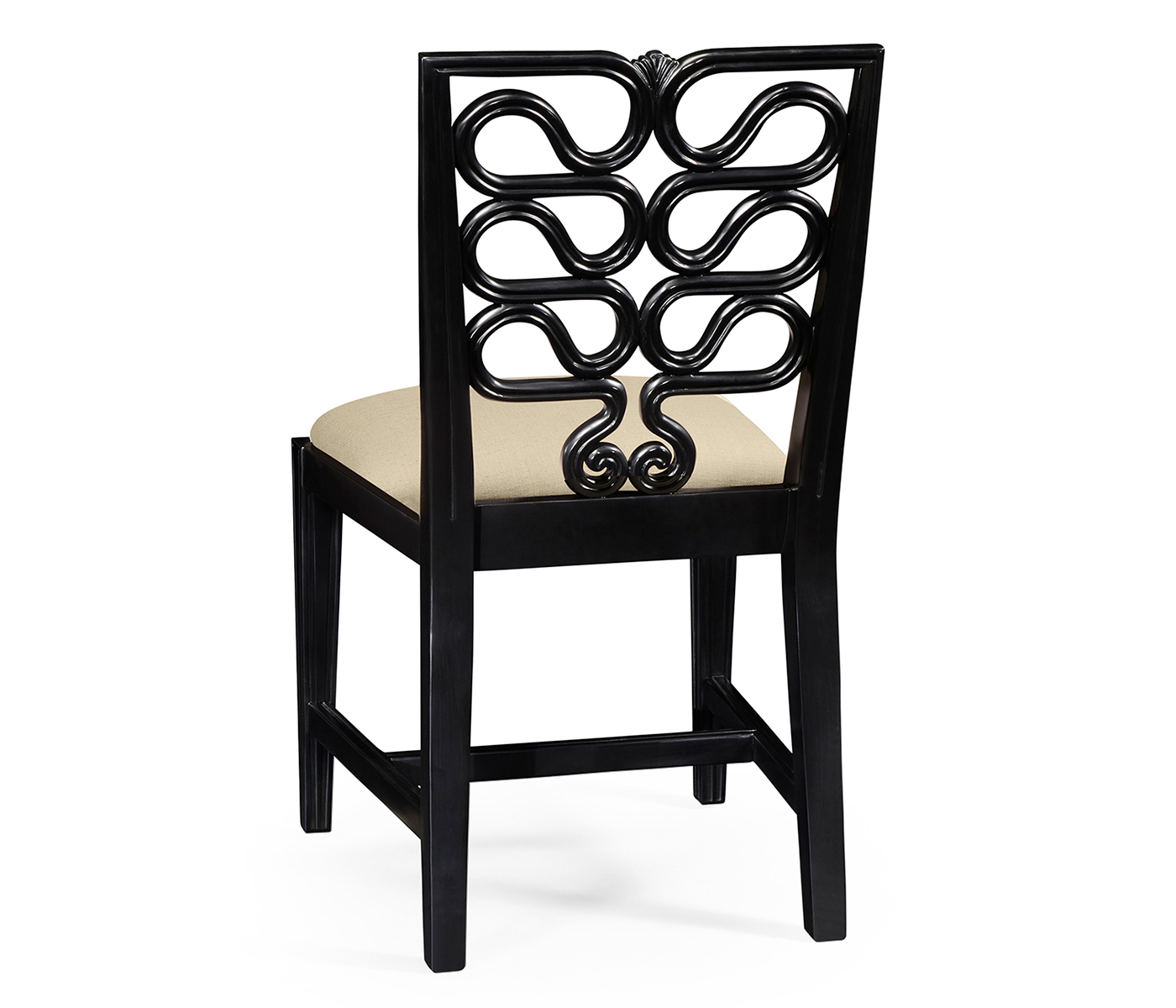 Black Painted Serpentine Open Back Dining Side Chair