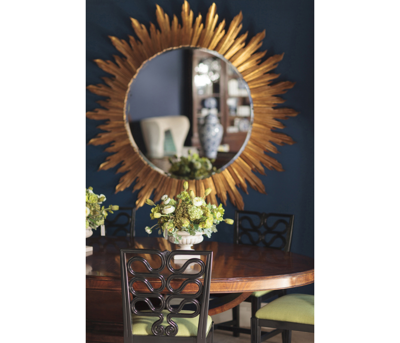 Black Painted Serpentine Open Back Dining Side Chair