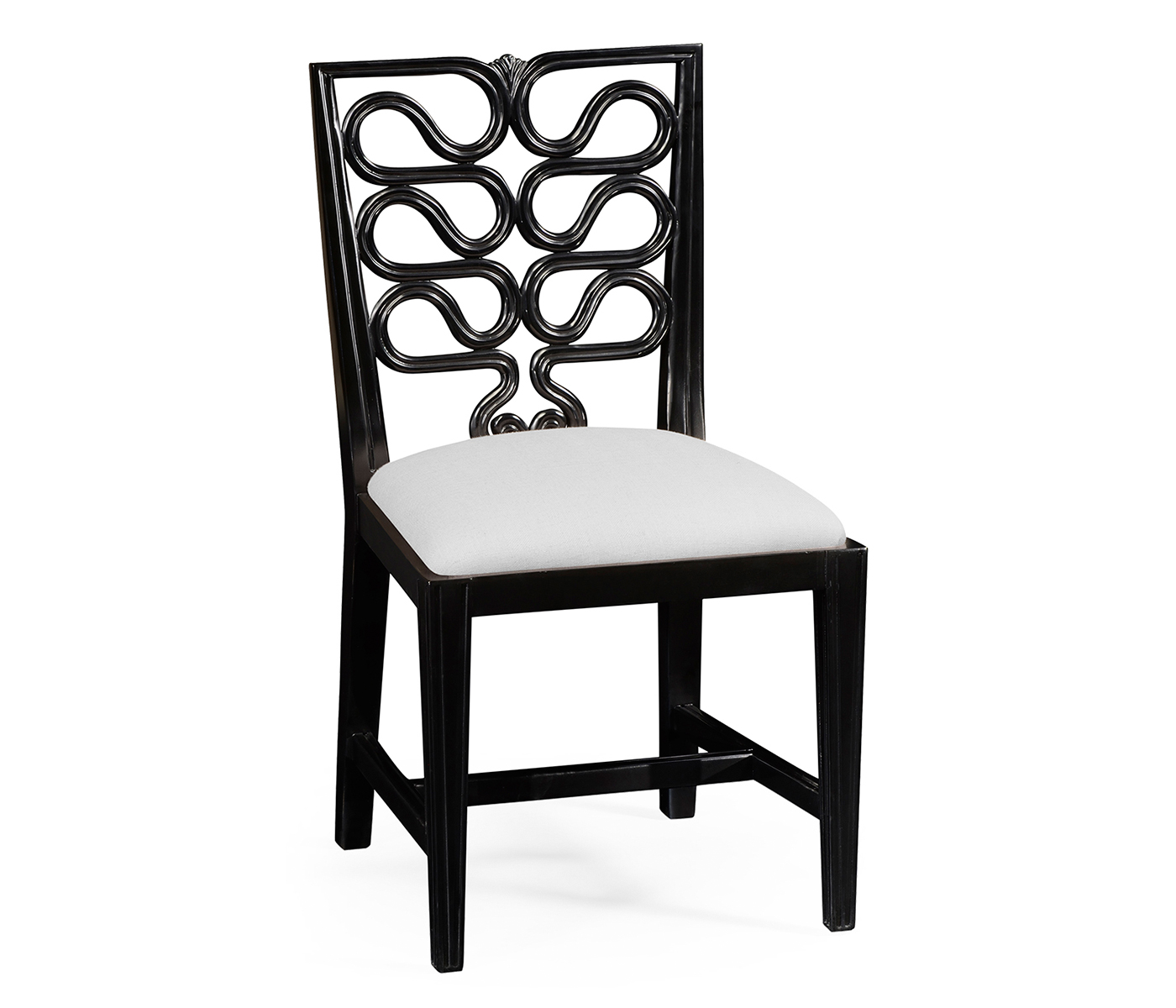 Black Painted Serpentine Open Back Dining Side Chair