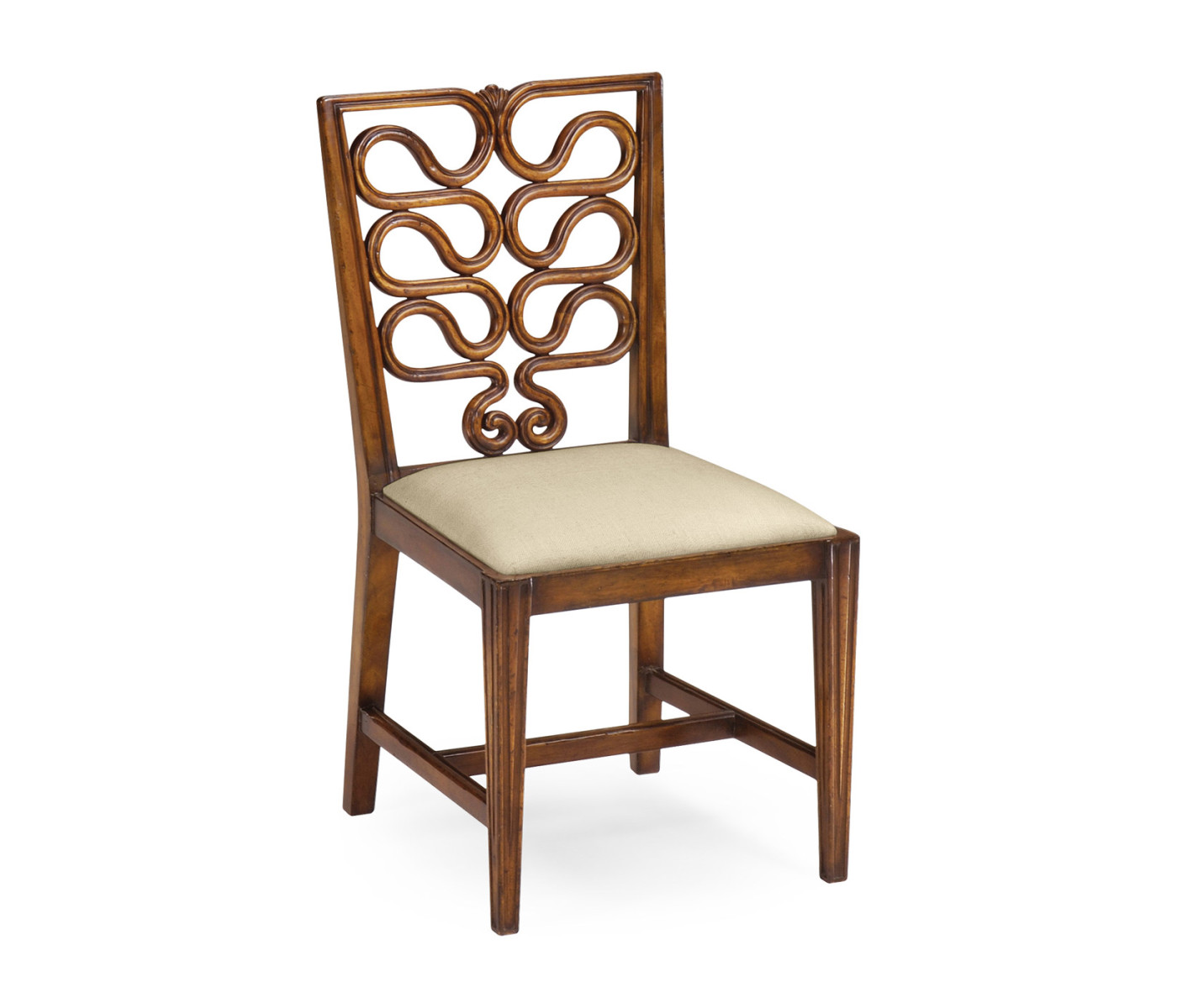Walnut Serpentine Open Back Dining Side Chair