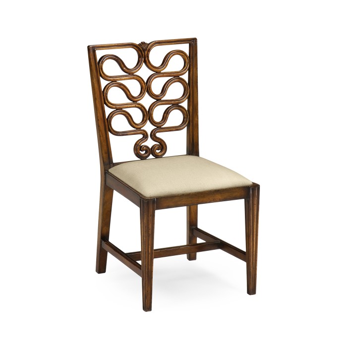 Walnut Serpentine Open Back Dining Side Chair