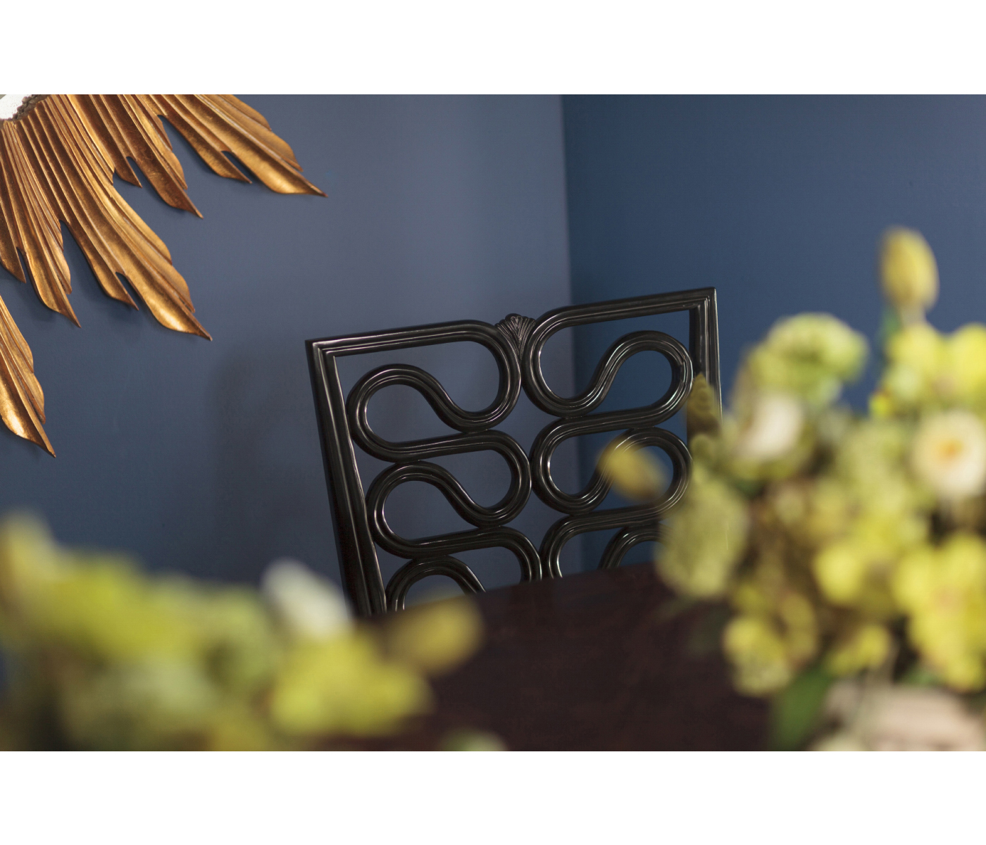 Walnut Serpentine Open Back Dining Side Chair