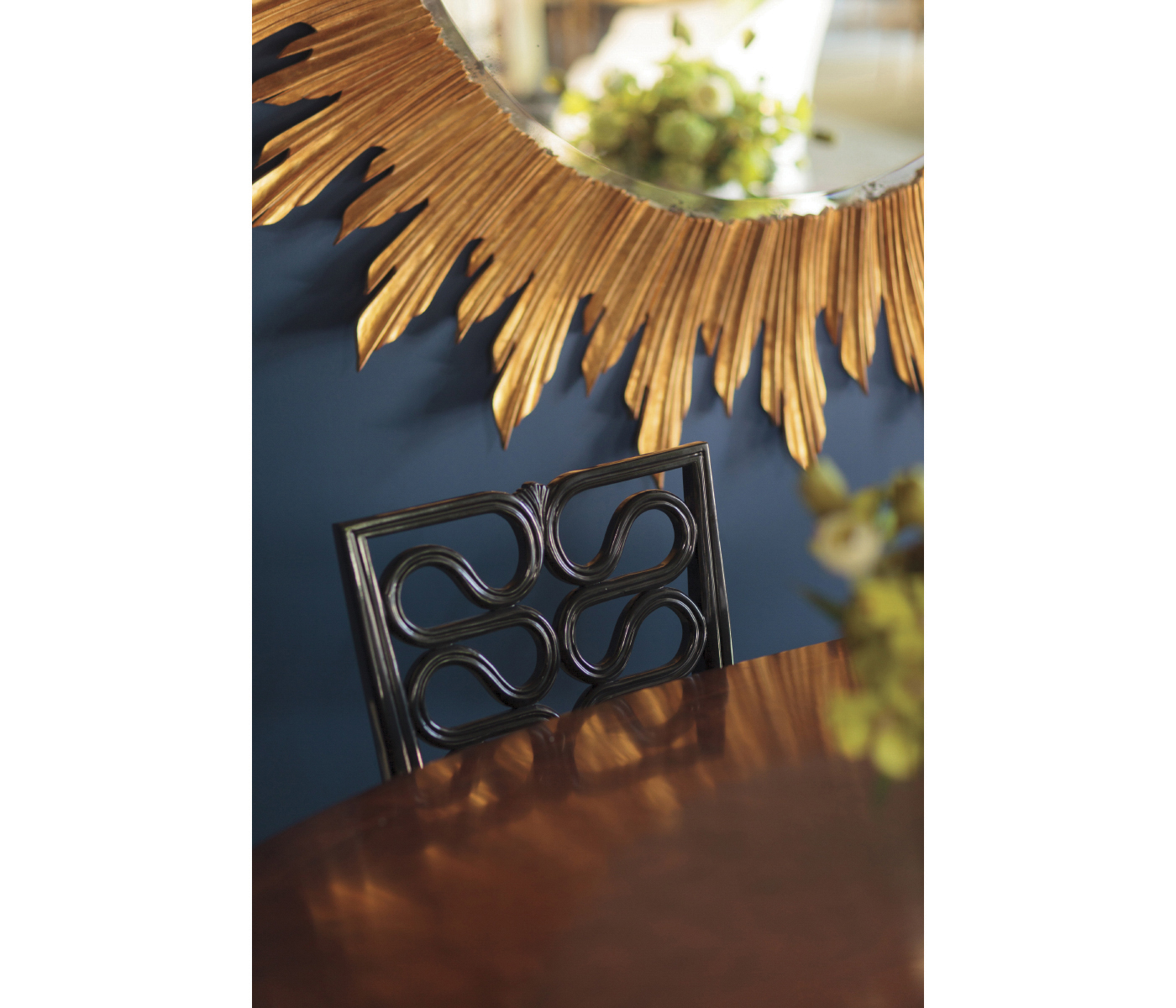 Walnut Serpentine Open Back Dining Side Chair