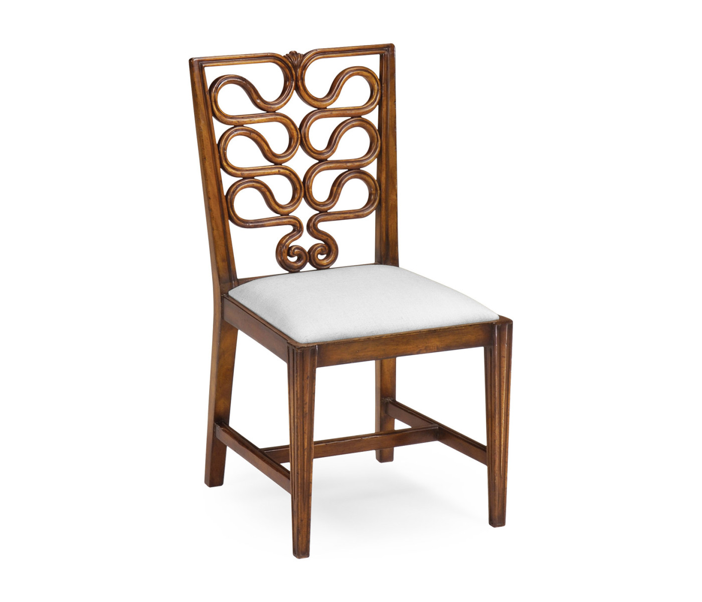 Walnut Serpentine Open Back Dining Side Chair