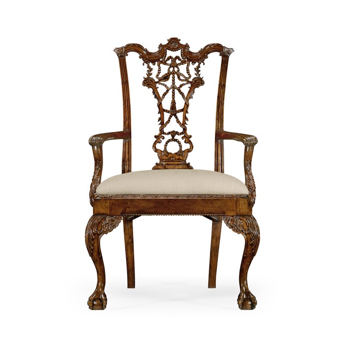 Chippendale Ribbon Back Arm Chair (Mahogany)