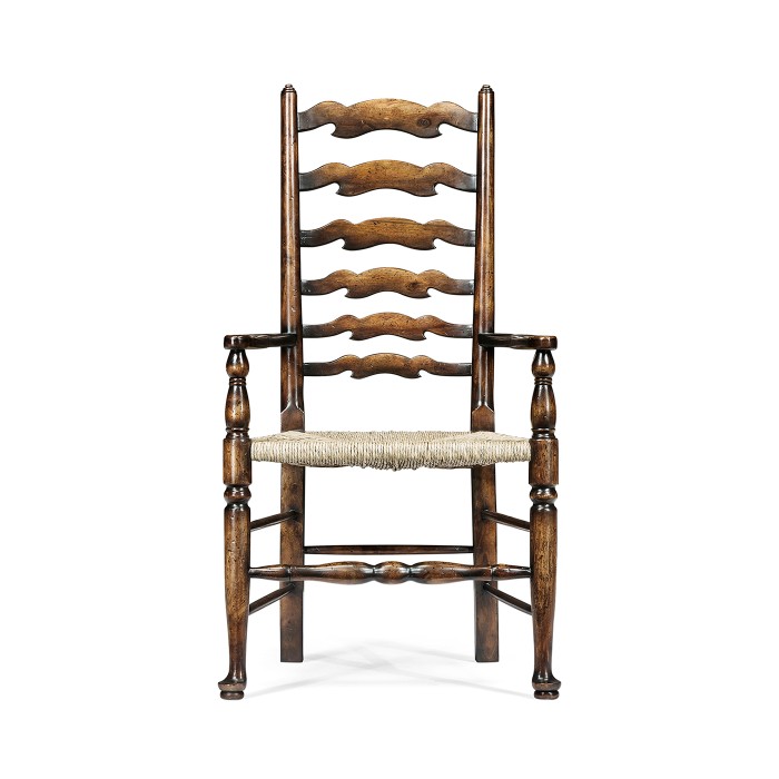 Casual Ladderback Golden Ale Dining Arm Chair