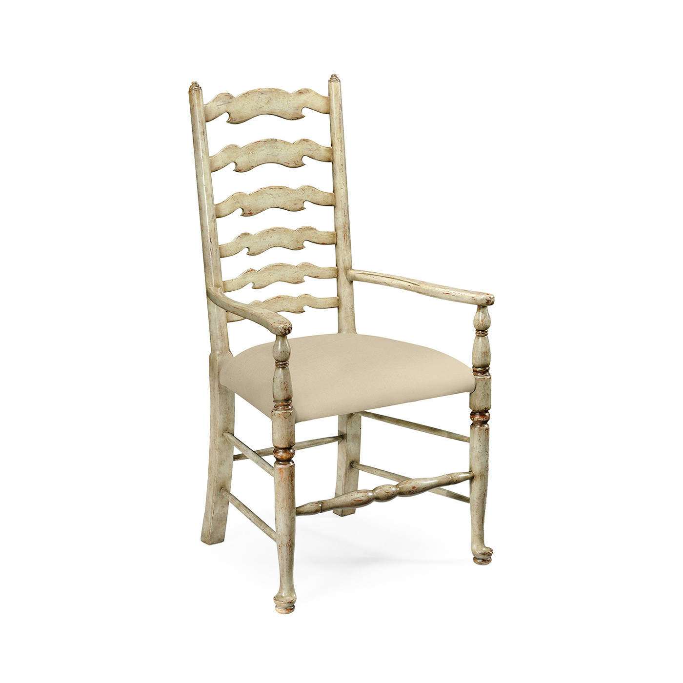 Traditional Ladderback Grey Painted Dining Arm Chair