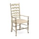 Traditional Ladderback Grey Painted Dining Arm Chair
