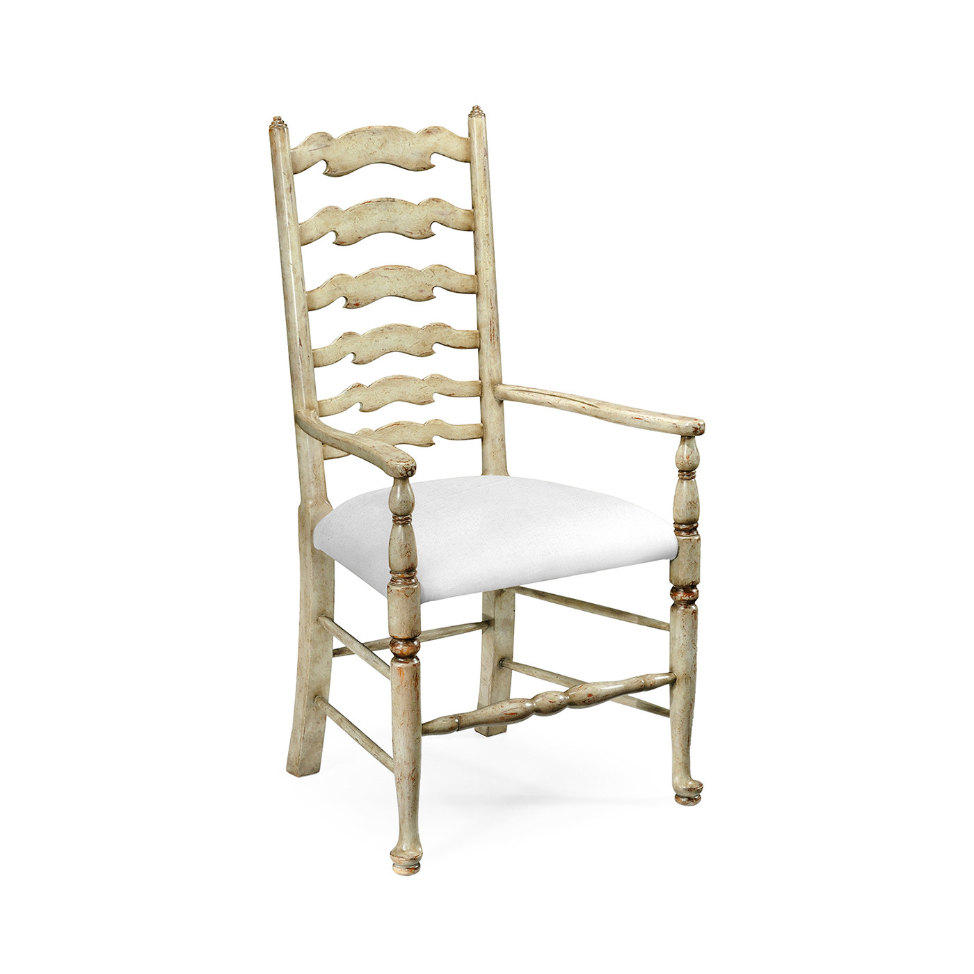 Traditional Ladderback Grey Painted Dining Arm Chair