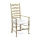 Traditional Ladderback Grey Painted Dining Arm Chair
