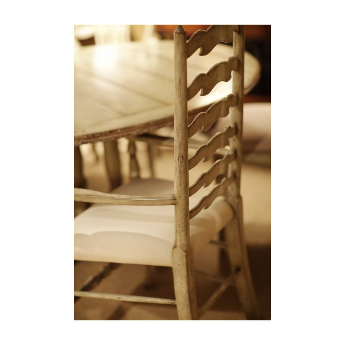 Traditional Ladderback Grey Painted Dining Arm Chair