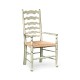 Traditional Ladderback White Painted Dining Arm Chair
