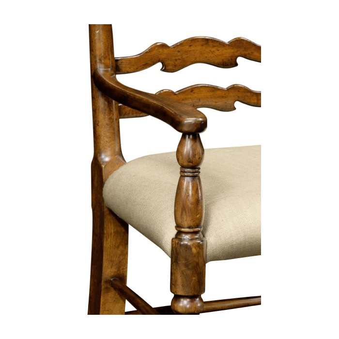 Traditional Ladderback Walnut Dining Arm Chair