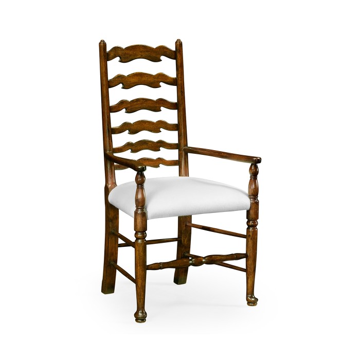 Traditional Ladderback Walnut Dining Arm Chair