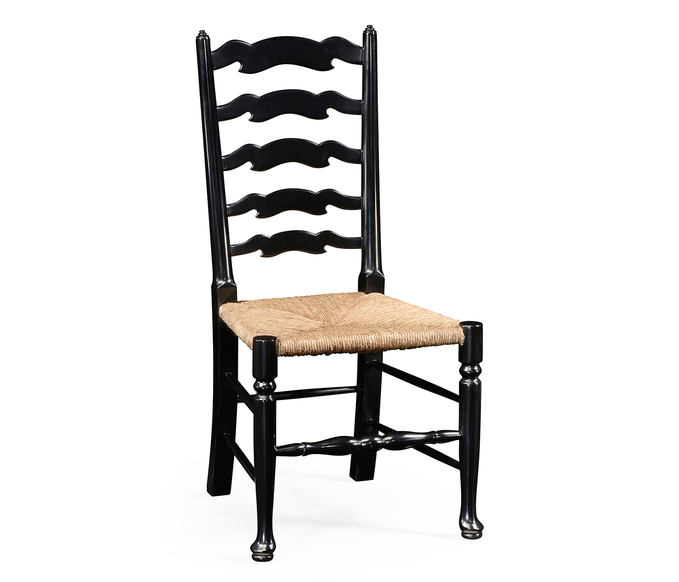 Traditional Ladderback Black Painted Dining Side Chair
