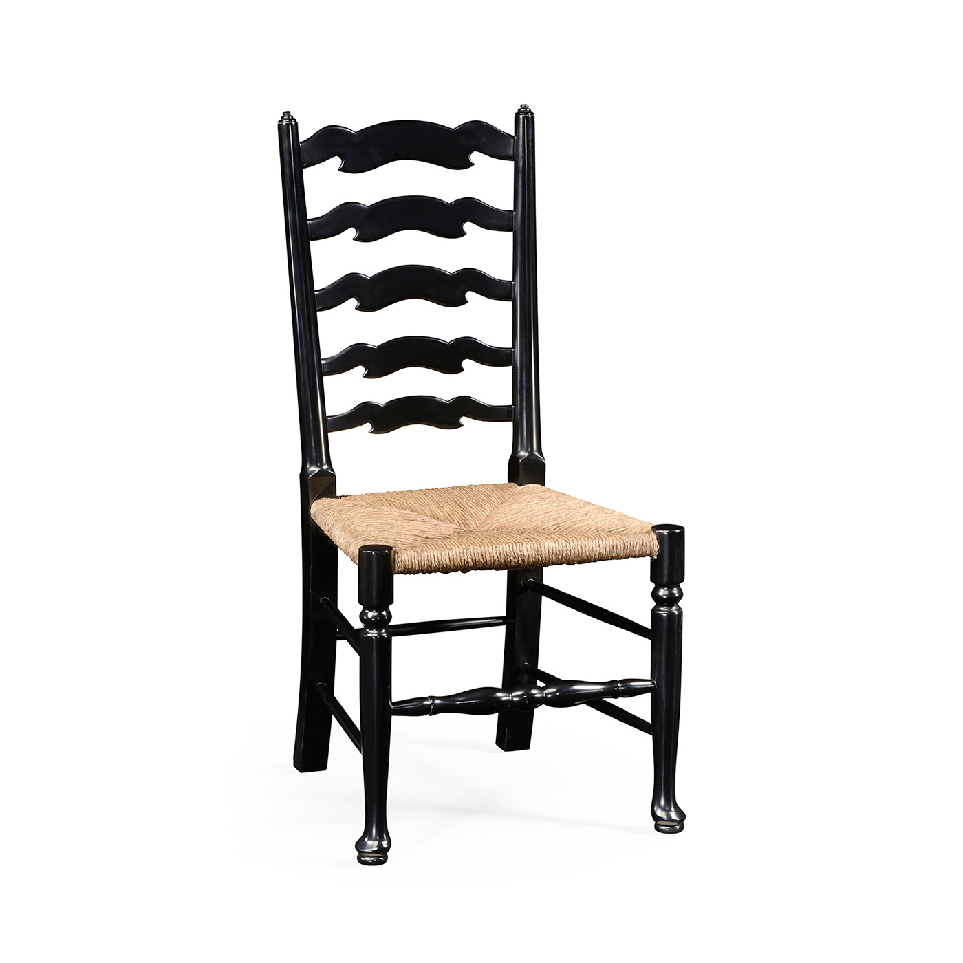Traditional Ladderback Black Painted Dining Side Chair
