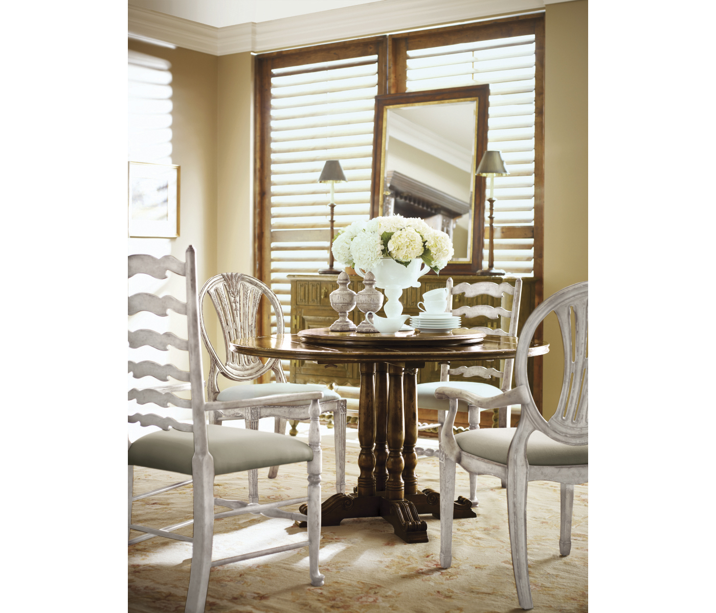 Traditional Ladderback Grey Painted Dining Side Chair