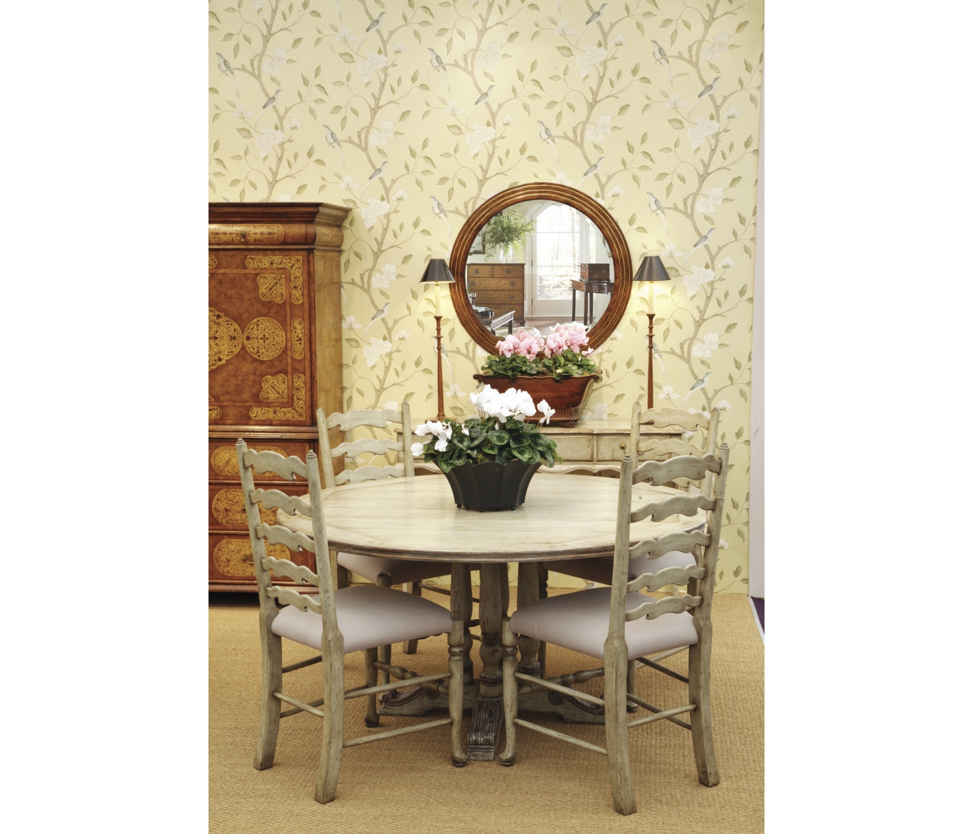 Traditional Ladderback Grey Painted Dining Side Chair