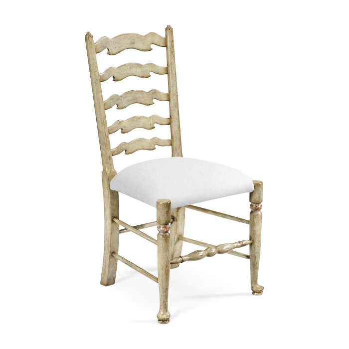 Traditional Ladderback Grey Painted Dining Side Chair