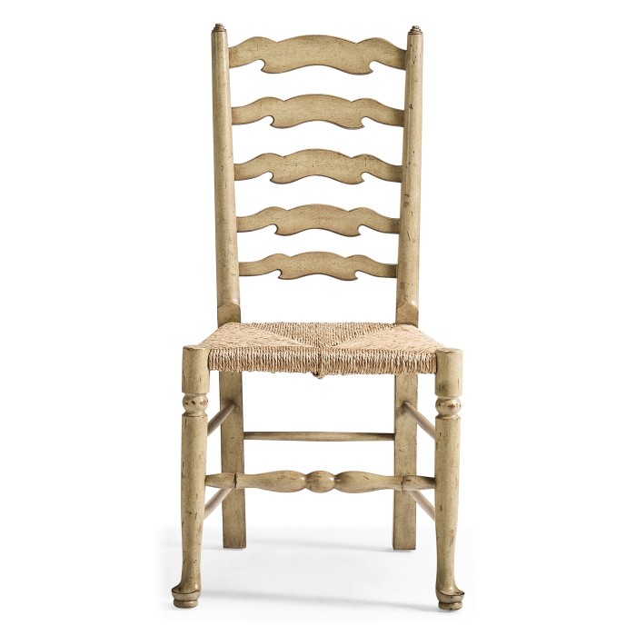Traditional Ladderback Grey Painted Dining Side Chair