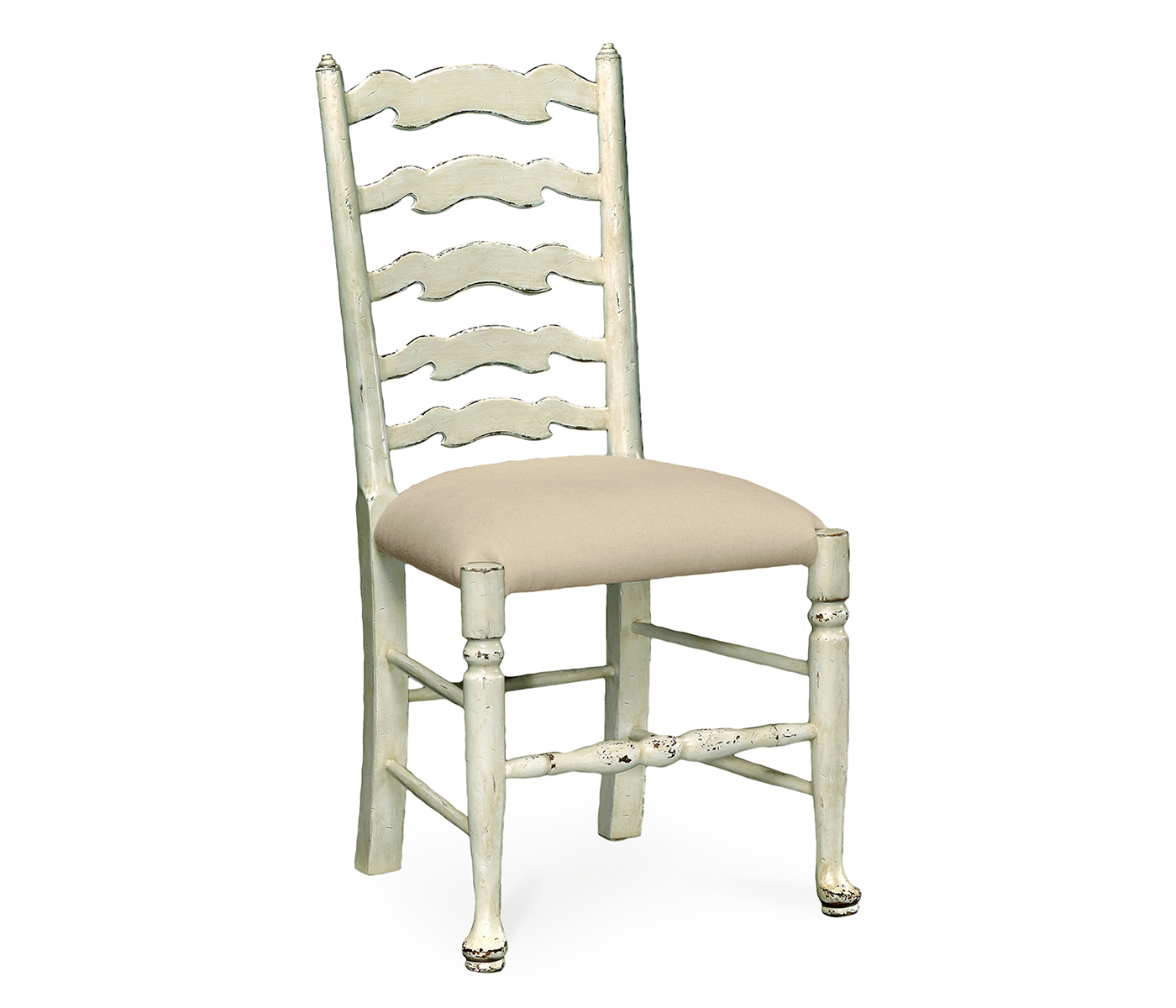 Traditional Ladderback White Painted Dining Side Chair