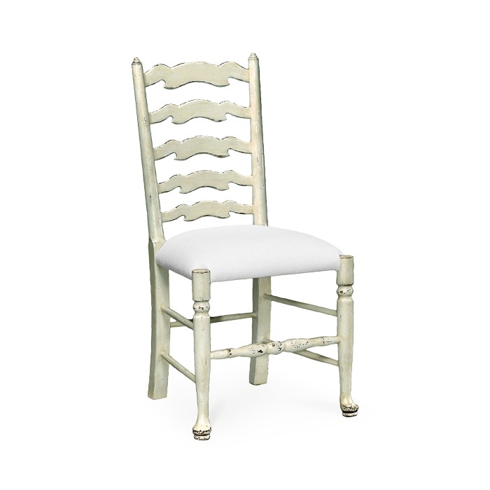 Traditional Ladderback White Painted Dining Side Chair