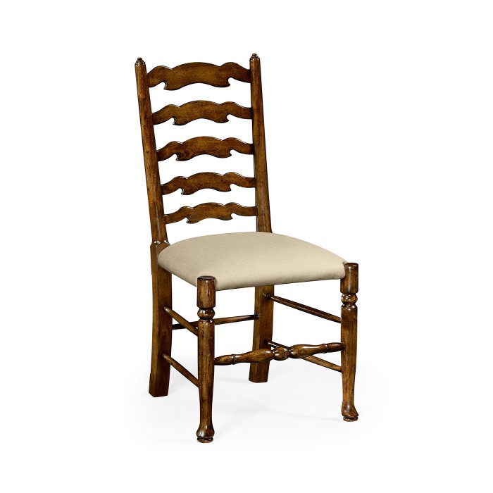 Traditional Ladderback Walnut Dining Side Chair