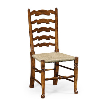 Traditional Ladderback Walnut Dining Side Chair