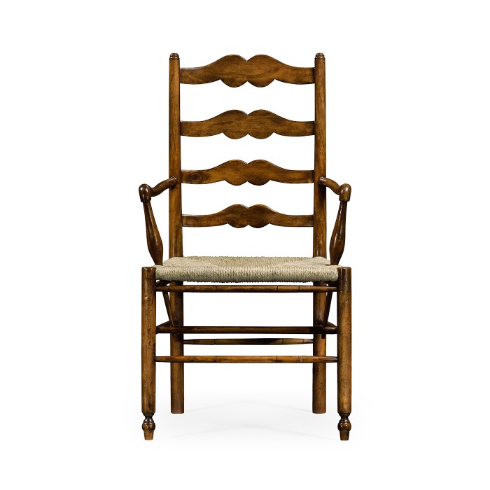 Ladder Back Country Arm Chair with Rushed Seat