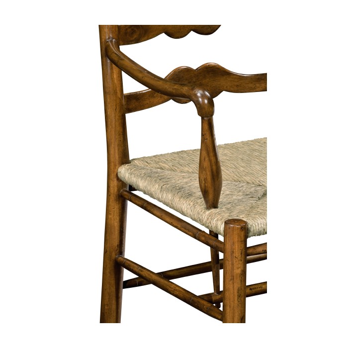 Ladder Back Country Arm Chair with Rushed Seat