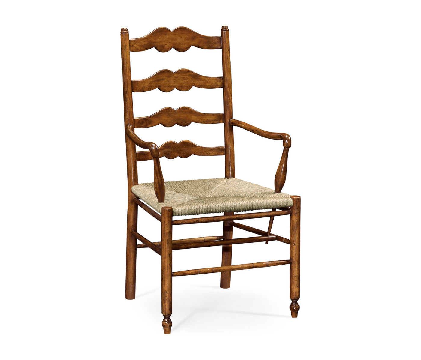 Ladder Back Country Arm Chair with Rushed Seat