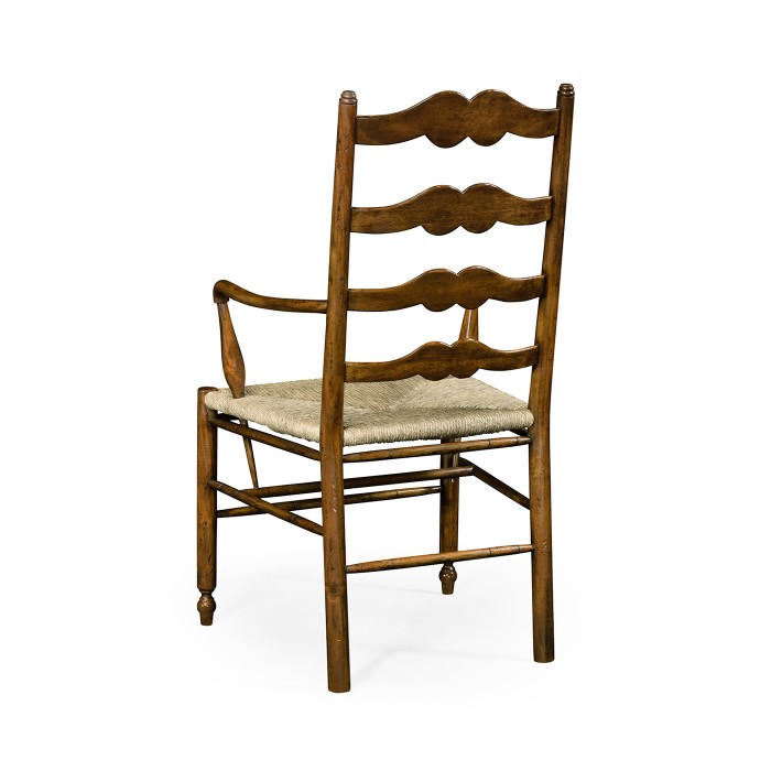 Ladder Back Country Arm Chair with Rushed Seat
