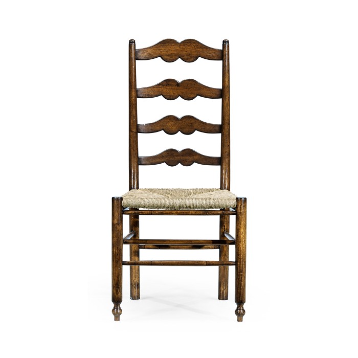 Ladder Back Country Side Chair with Rushed Seat
