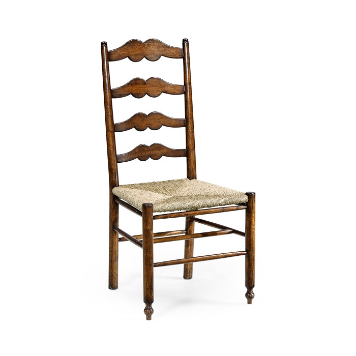 Ladder Back Country Side Chair with Rushed Seat