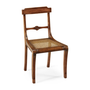Regency walnut side chair with caned seat