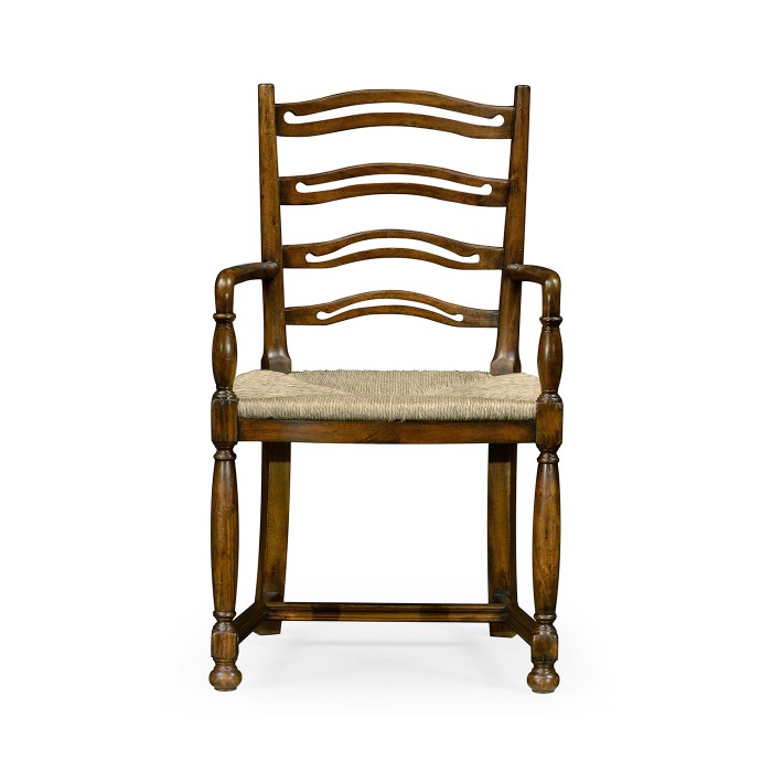 Ladder Back Walnut Chair with Pierced Slats (Arm)