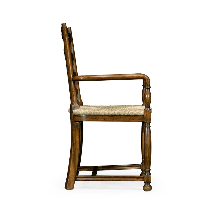 Ladder Back Walnut Chair with Pierced Slats (Arm)