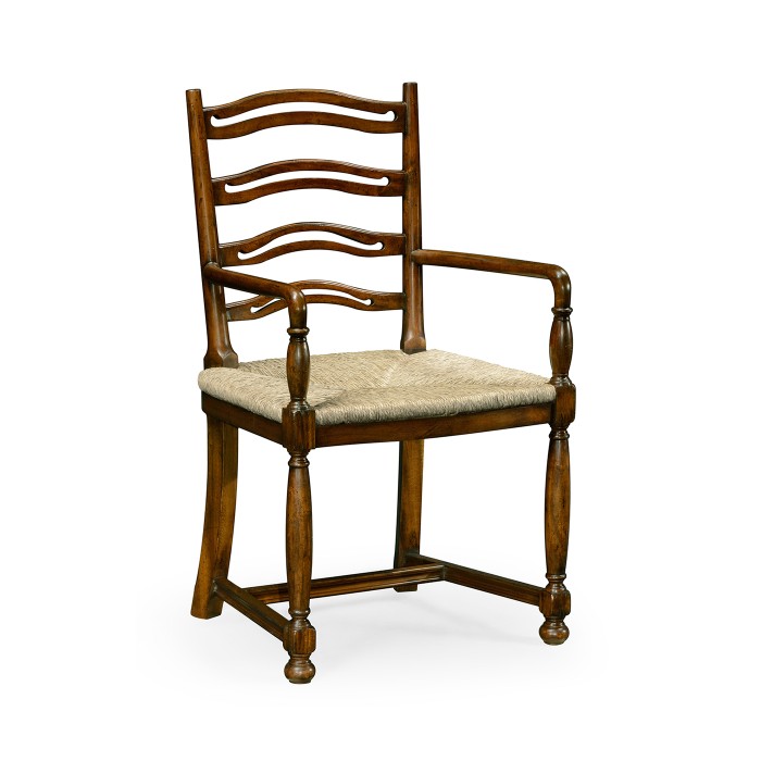 Ladder Back Walnut Chair with Pierced Slats (Arm)