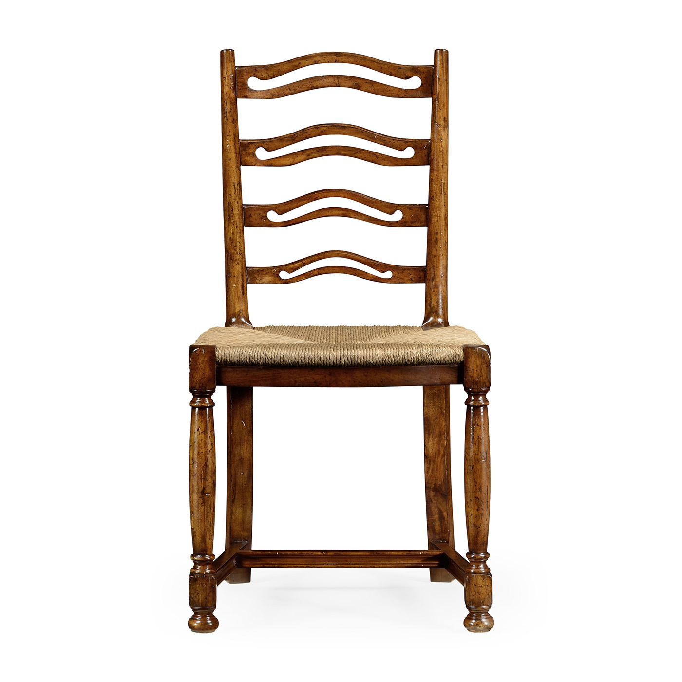 Ladder back walnut chair with pierced slats (Side)
