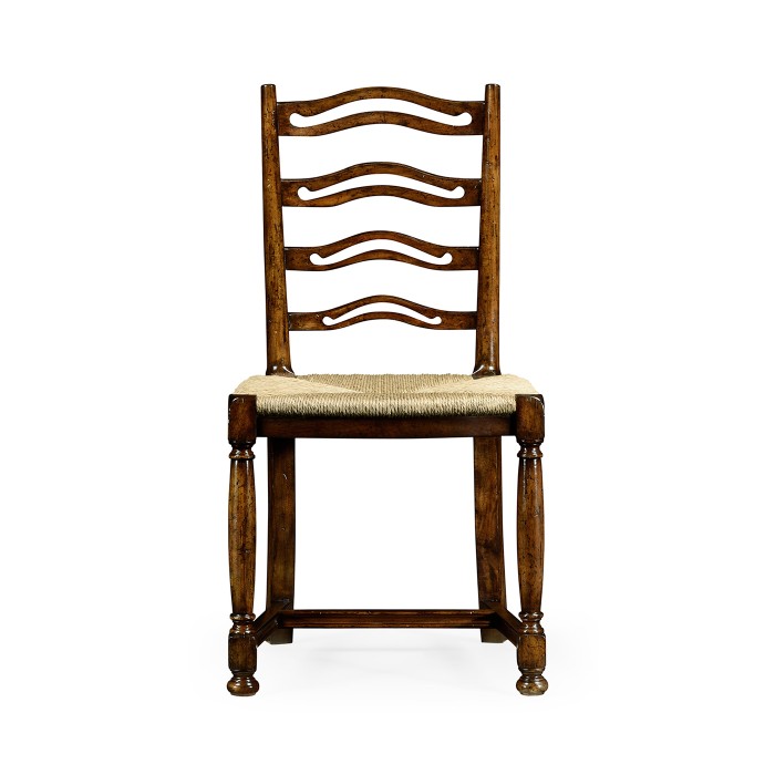Ladder back walnut chair with pierced slats (Side)