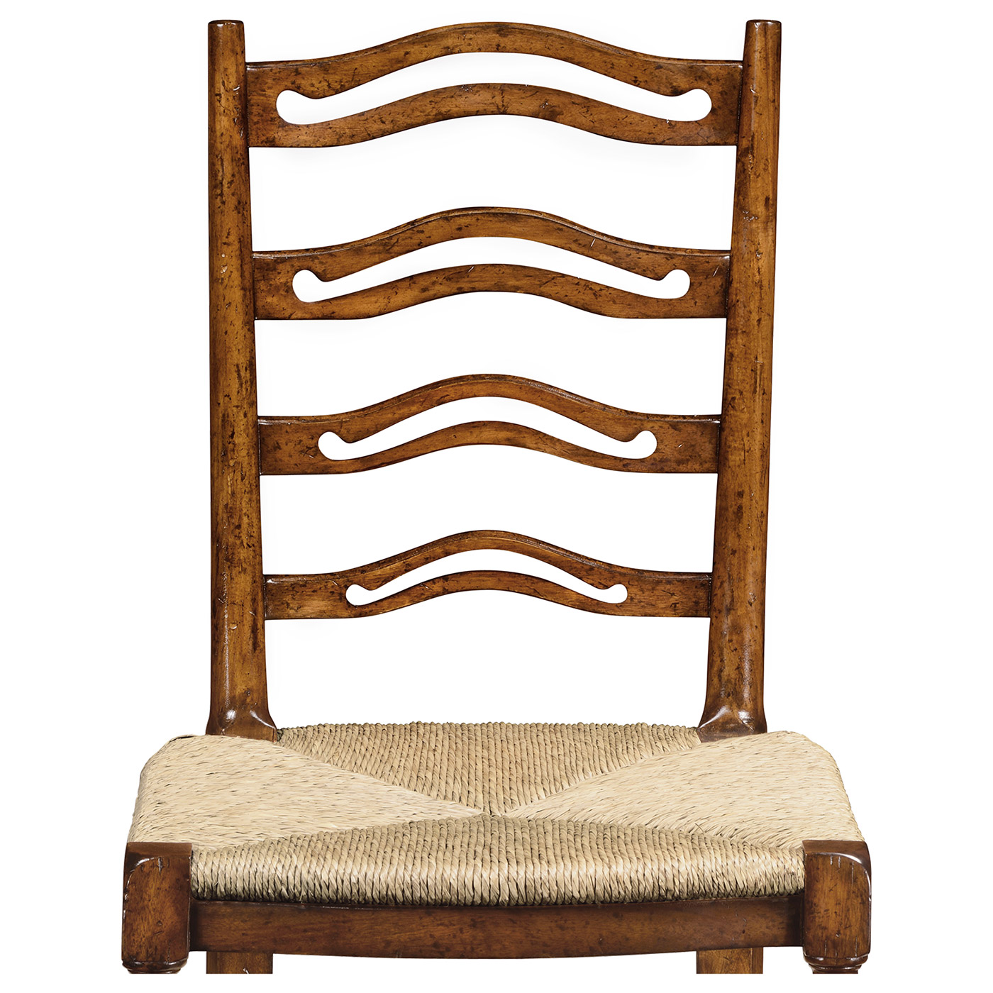 Ladder back walnut chair with pierced slats (Side)